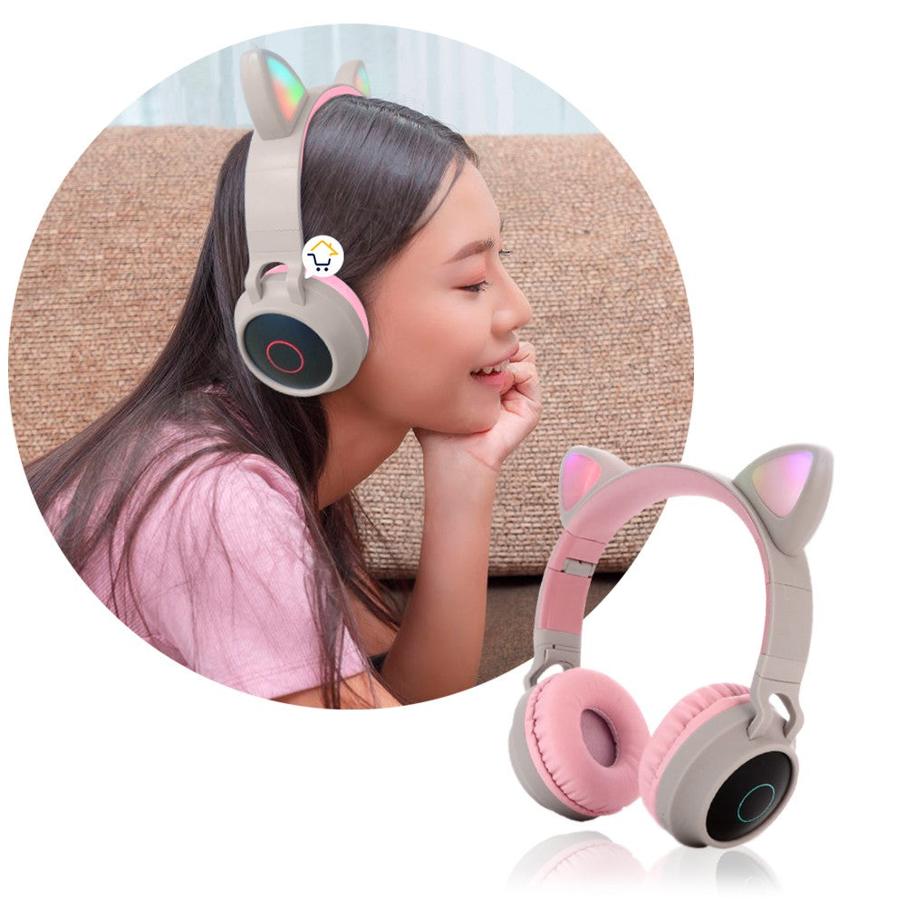 Audífonos Diadema Orejas Gato Bluetooth Luces Inalámbricos JR-028