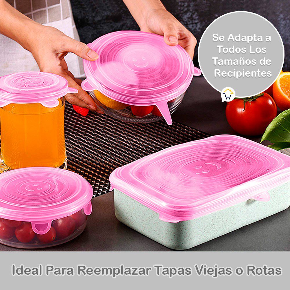 Tapas Elásticas Silicona Cocina X6 Reutilizables Adaptables GM1903626