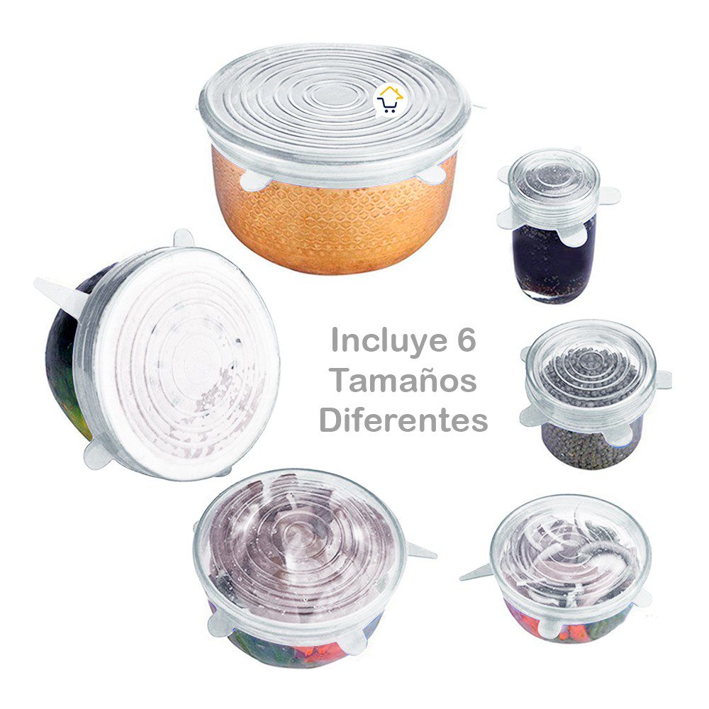 Tapas Elásticas Silicona Cocina X6 Reutilizables Adaptables GM1903626