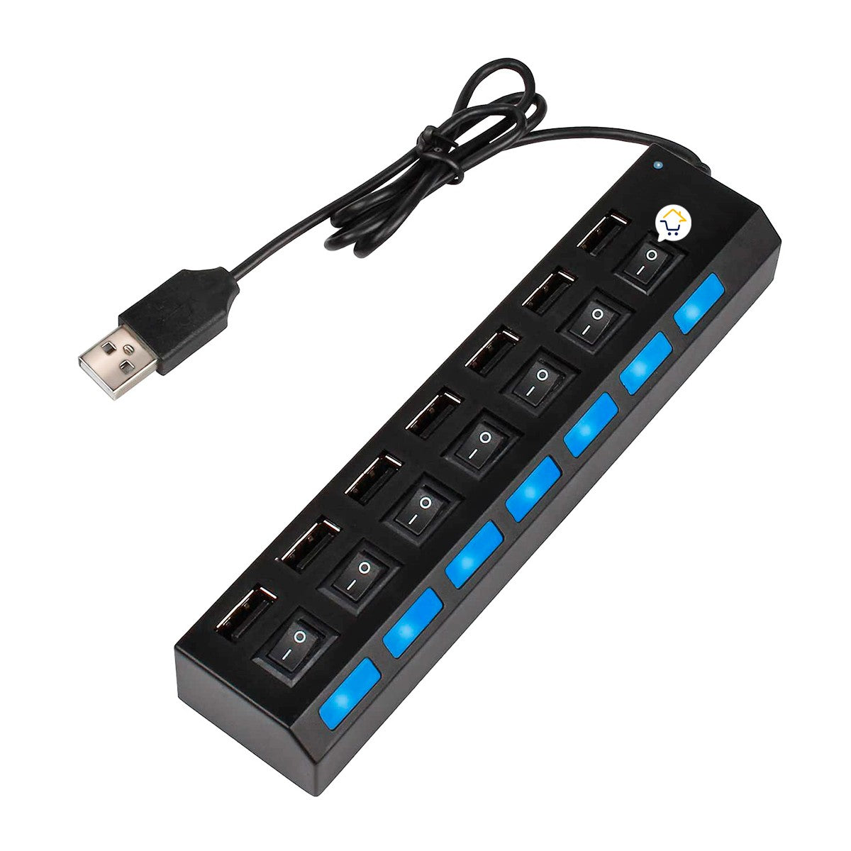 Multipuertos USB 2.0 Interruptor Individual LED 7 puertos HUB