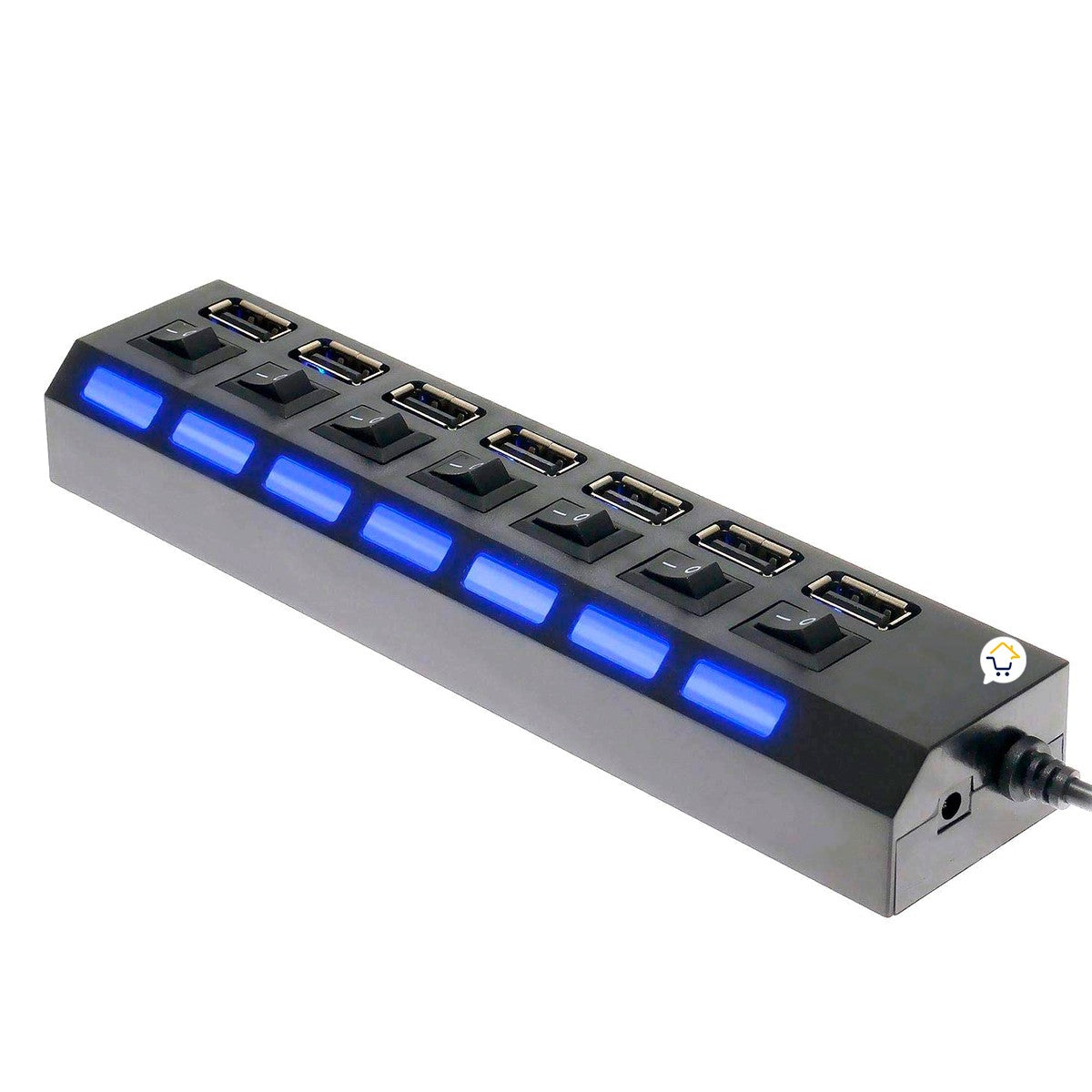 Multipuertos USB 2.0 Interruptor Individual LED 7 puertos HUB