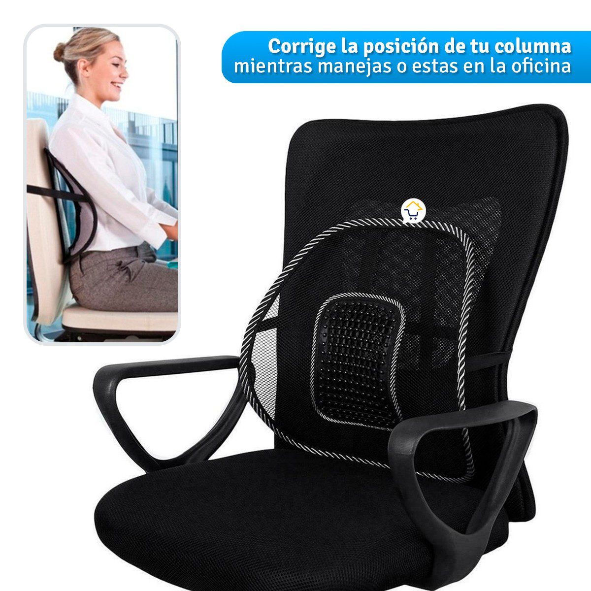 Corrector Postura Espalda Soporte Lumbar Silla Carro Oficina CPE01