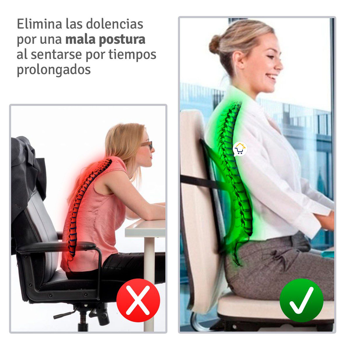 Corrector Postura Espalda Soporte Lumbar Silla Carro Oficina CPE01