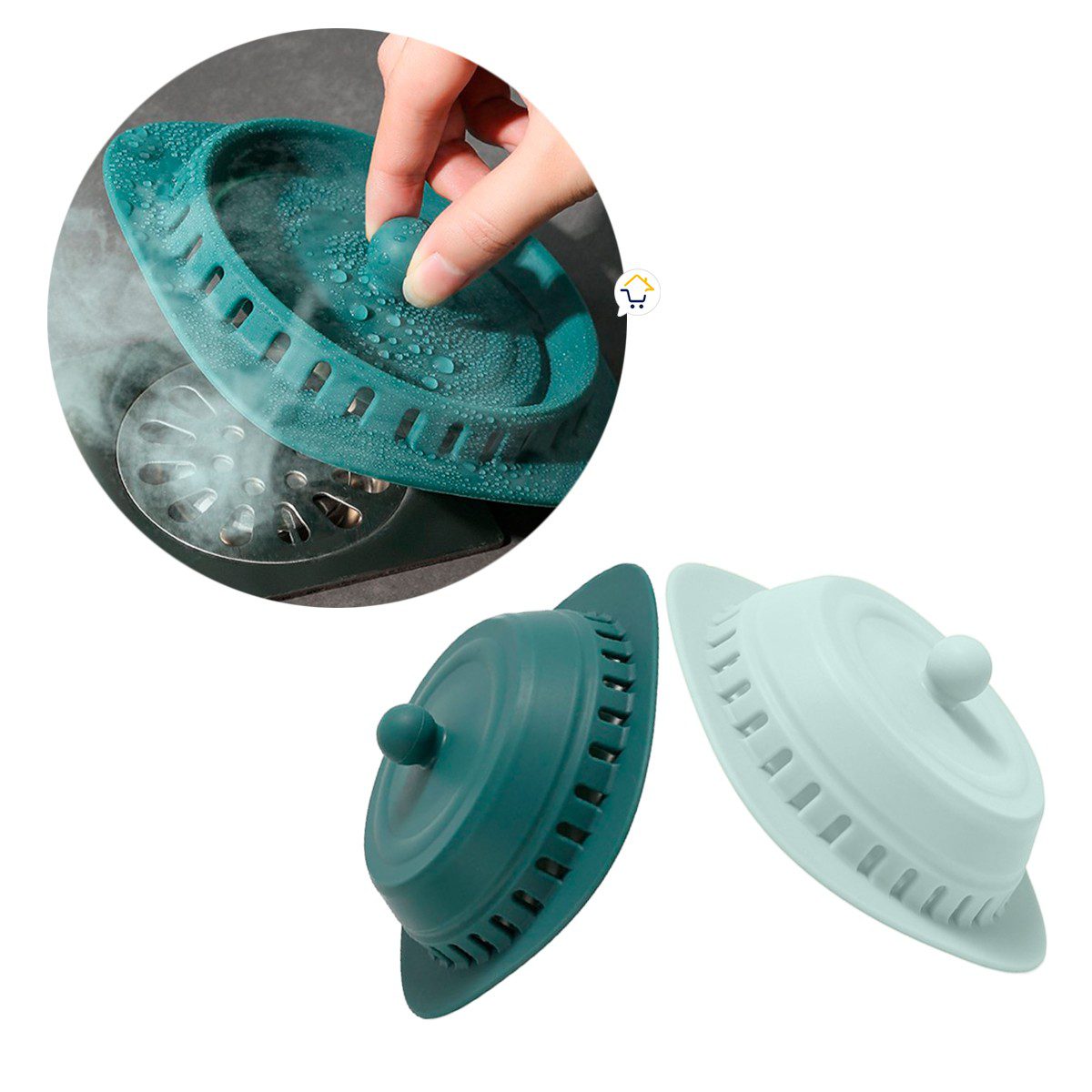 Set X2 Filtros Silicona Desagüe Atrapa Pelo Ducha Bañera COCI107