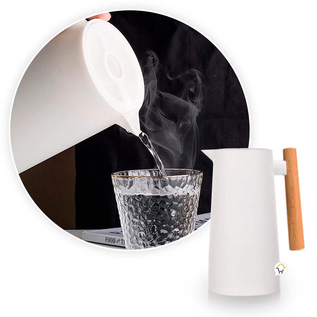 Termo Jarra Térmica 1L Botella Vidrio Doble Pared Café 039