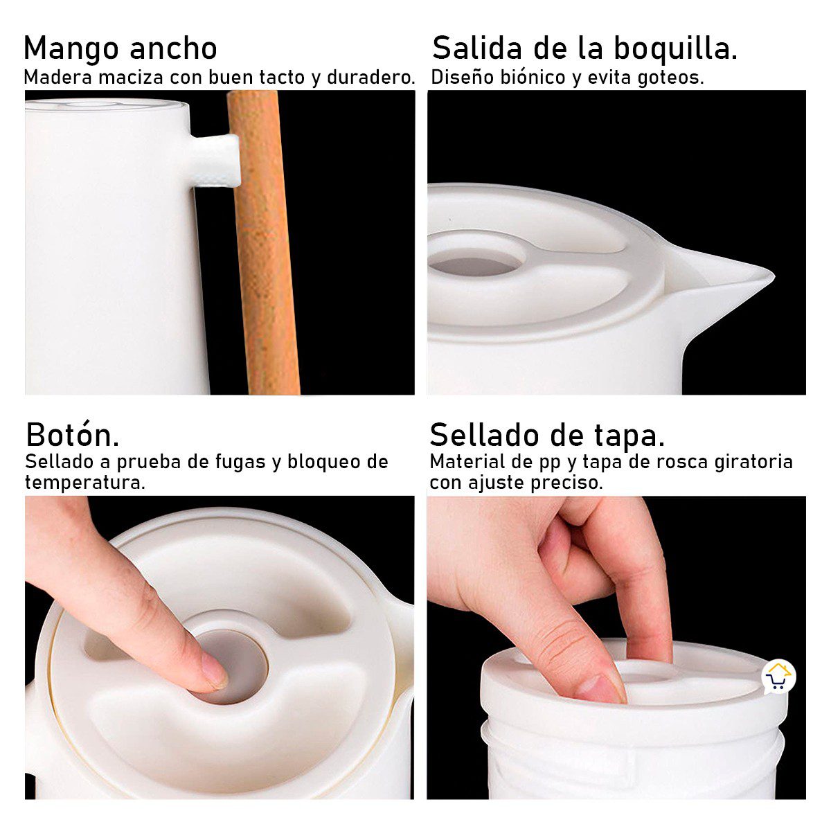 Termo Jarra Térmica 1L Botella Vidrio Doble Pared Café 039