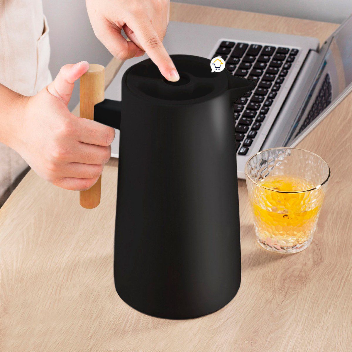 Termo Jarra Térmica 1L Botella Vidrio Doble Pared Café 039