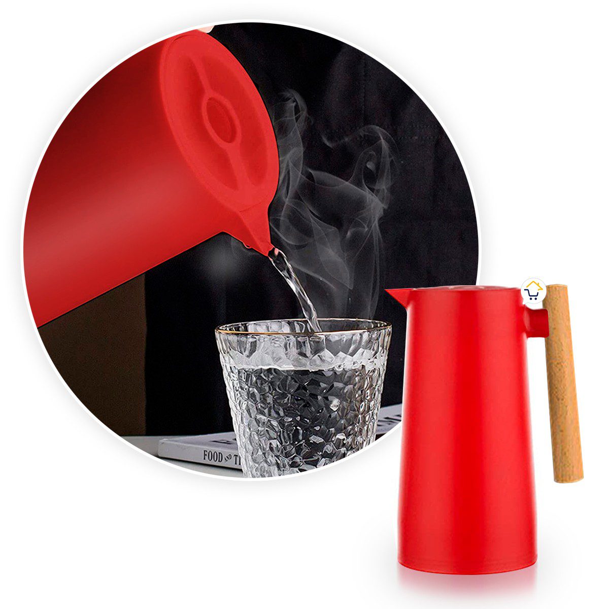 Termo Jarra Térmica 1L Botella Vidrio Doble Pared Café 039