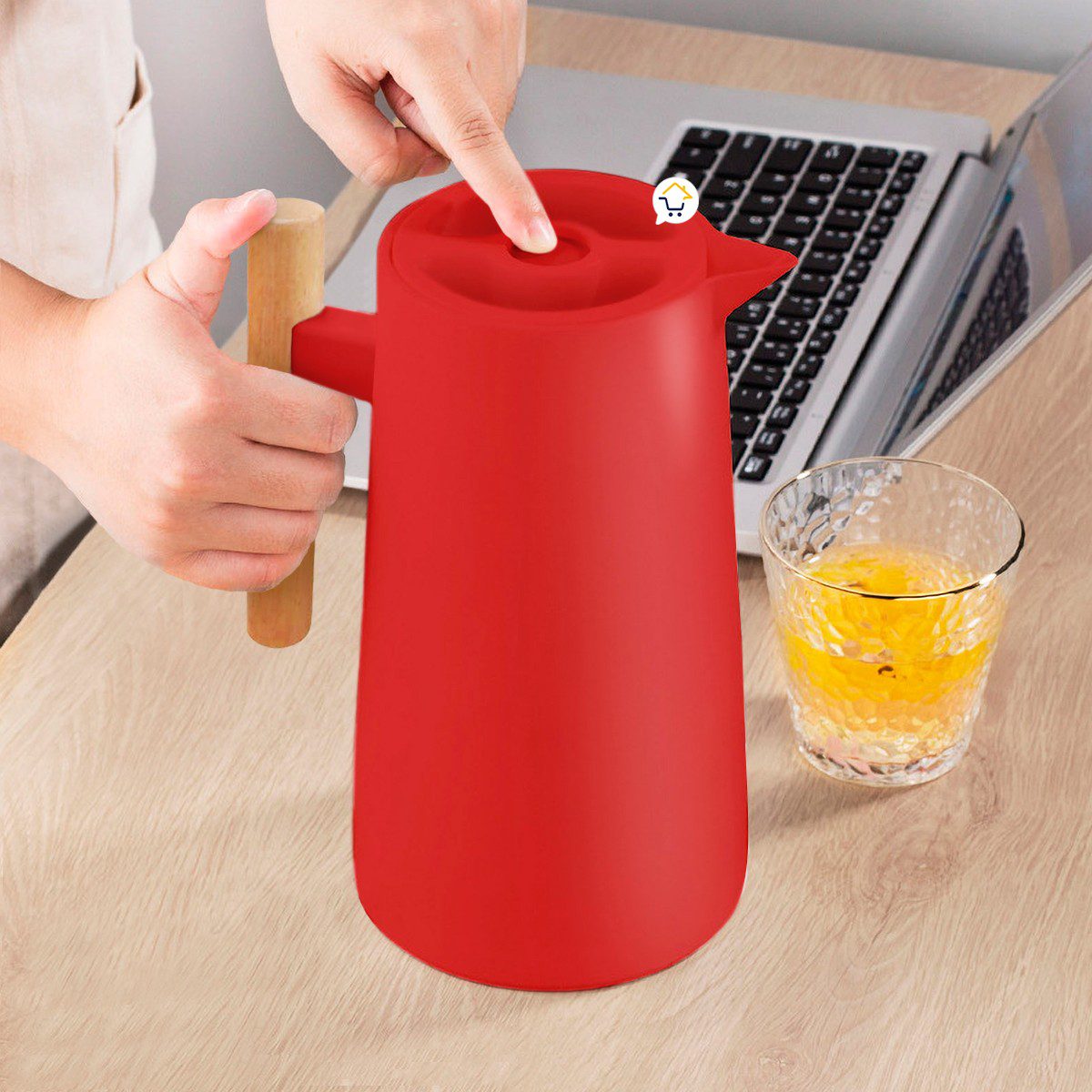 Termo Jarra Térmica 1L Botella Vidrio Doble Pared Café 039