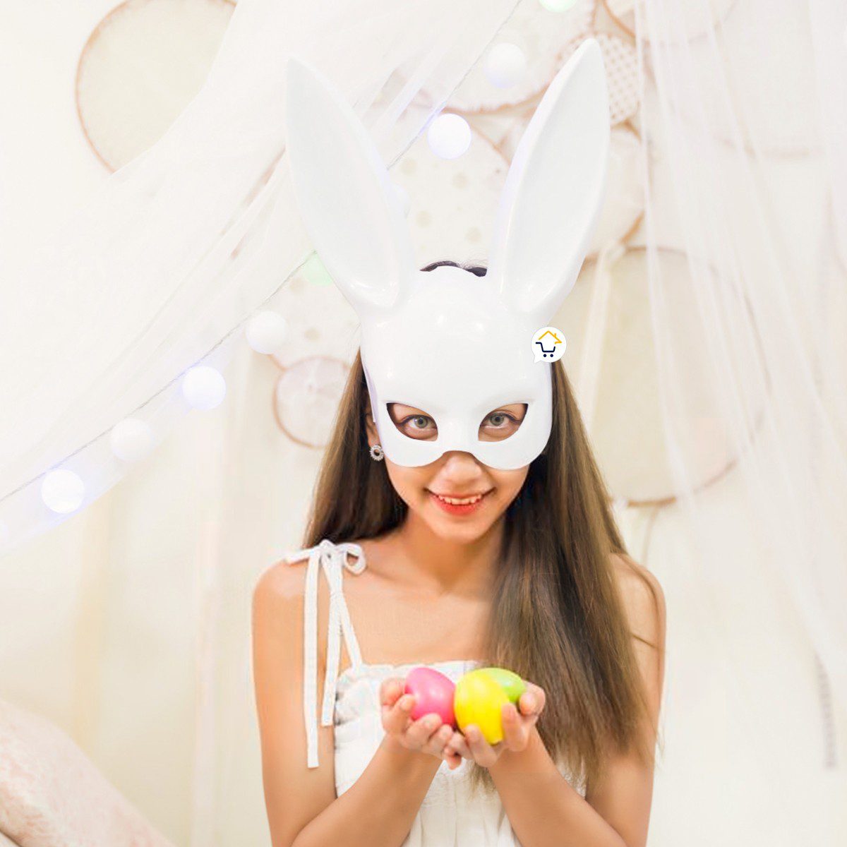 Mascara Conejo Blanco Mujer Sexy Media Cara Halloween Accesorio Disfra –  Cómpralo en casa