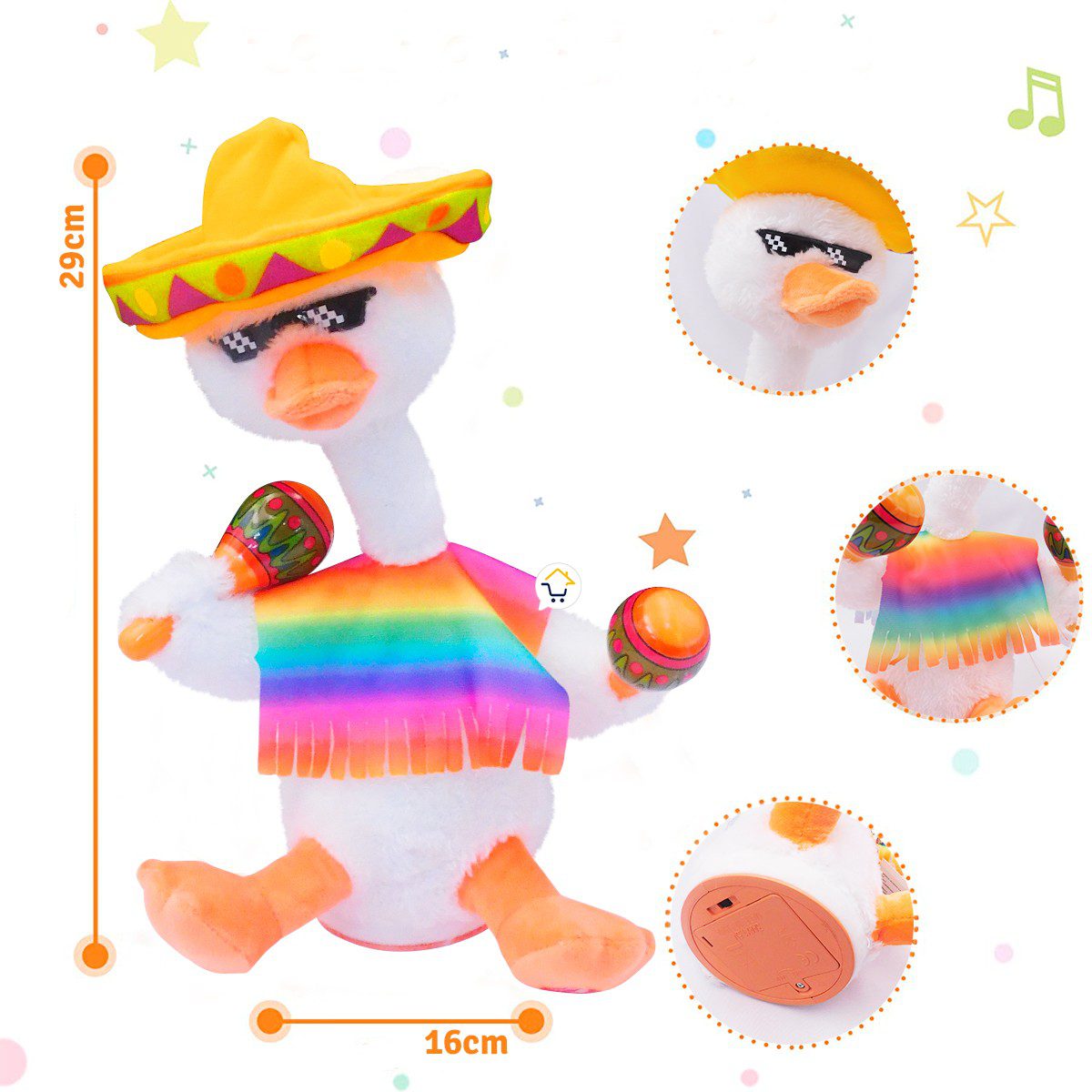 Pato Bailarín Peluche Parlante Música Juguete Didáctico PLC034