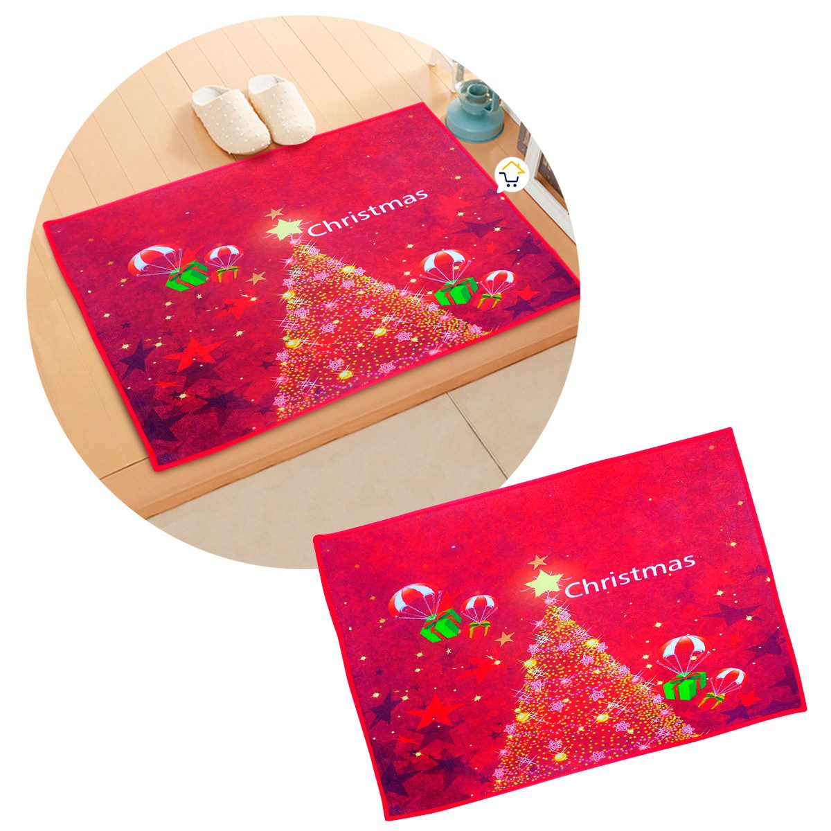 Tapete Navideño Antideslizante Multiusos Estampado Navidad FM0203