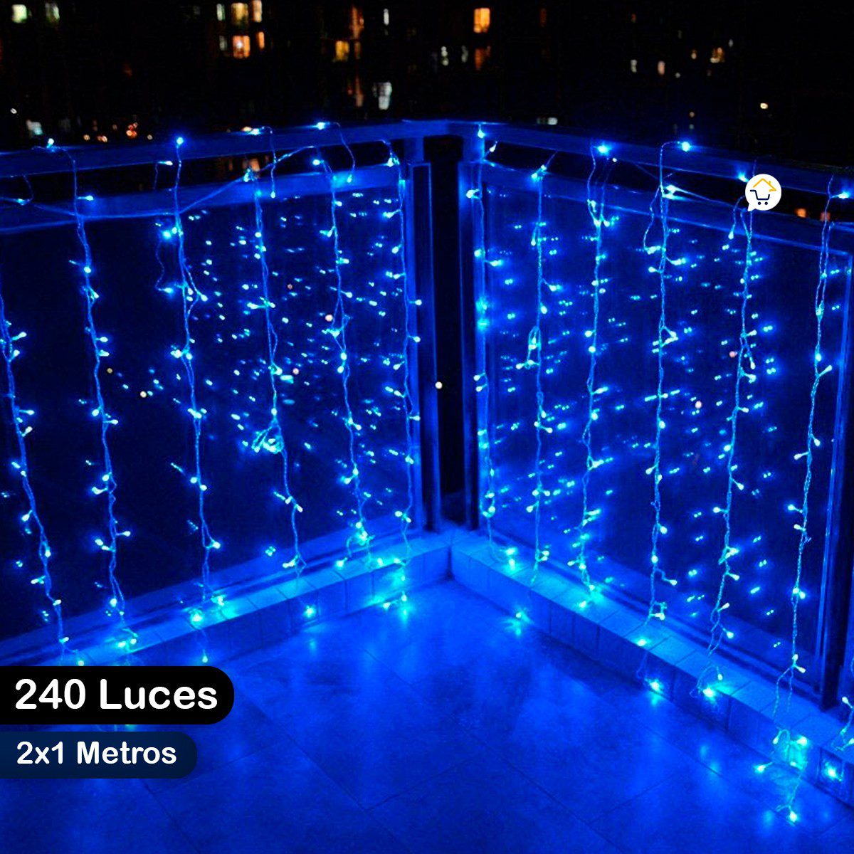 Puno Primer ministro País de origen Cortina LED 2X1 Metros 240 LED Decoración Navidad Azul LEDC240L – Cómpralo  en casa