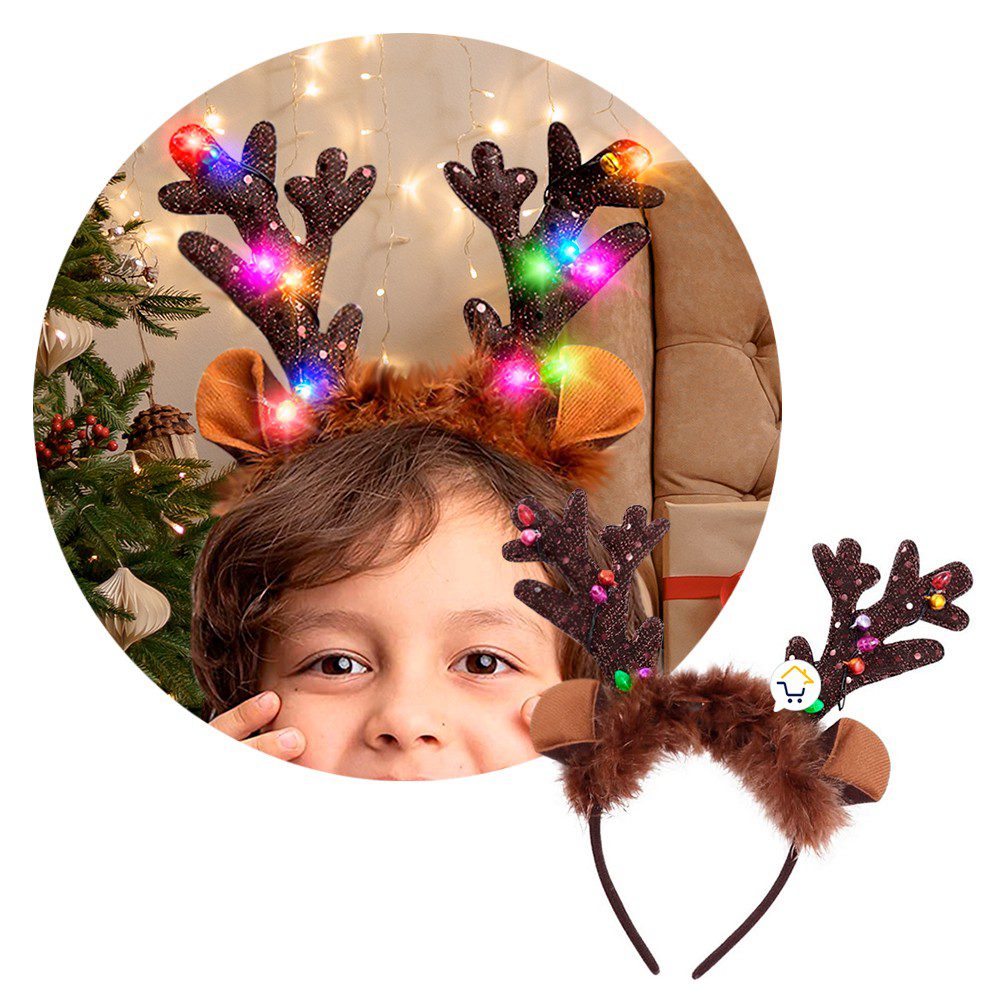 Diadema Luz LED Cuernos Reno Accesorio Navidad 2021