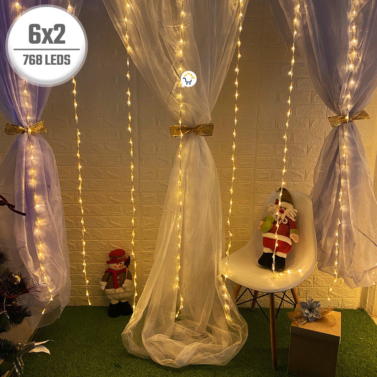 Cascada 6X2 Metros 768 LED Luces Navidad Cálida 2040