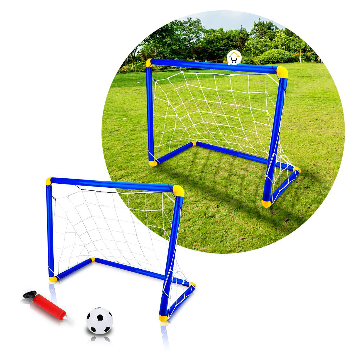 Cancha Fútbol Niños Armable Mini Arco Balón Inflador DQ12