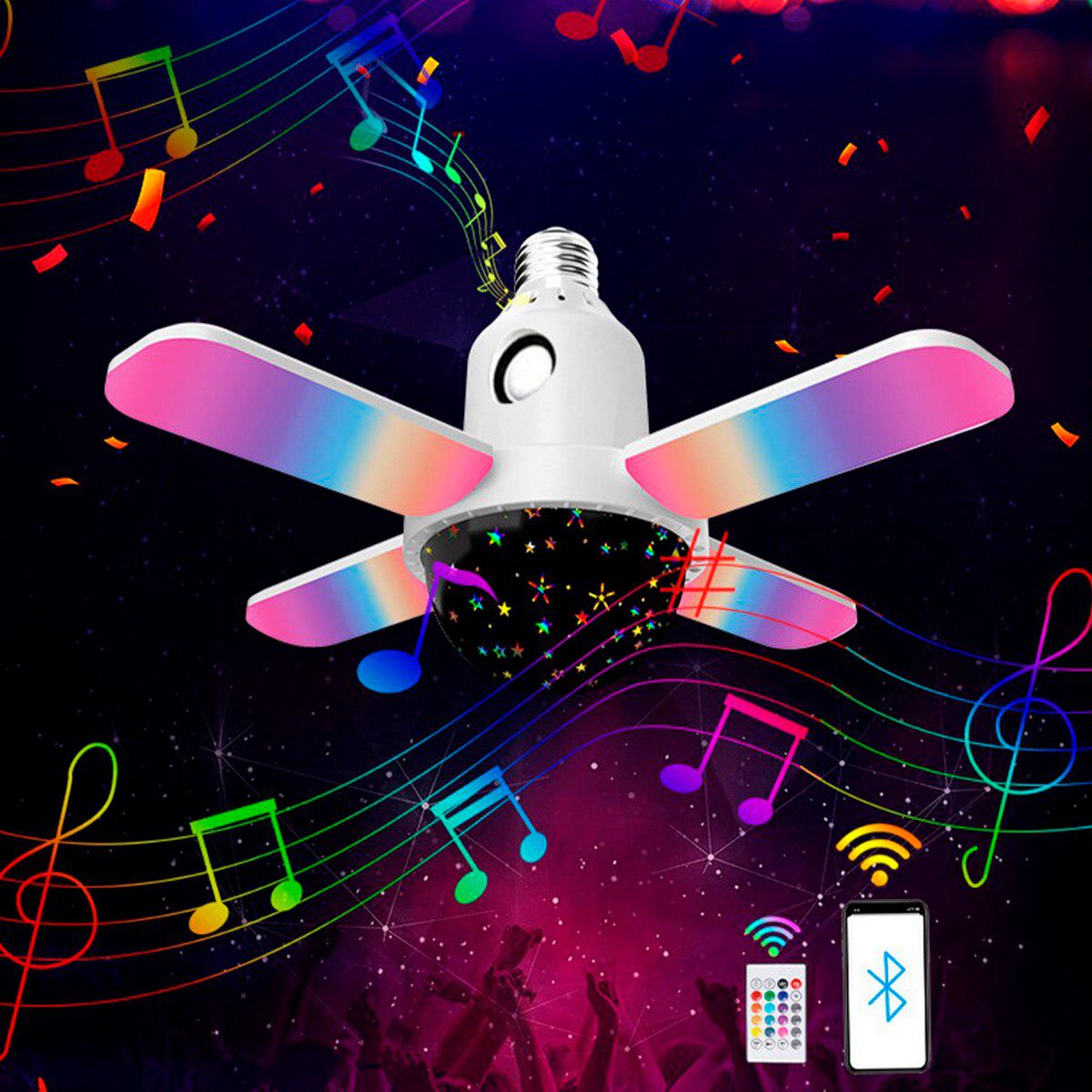 Bombillo Parlante Lámpara Led RGB Bluetooth Control Remoto CRD-Y50W