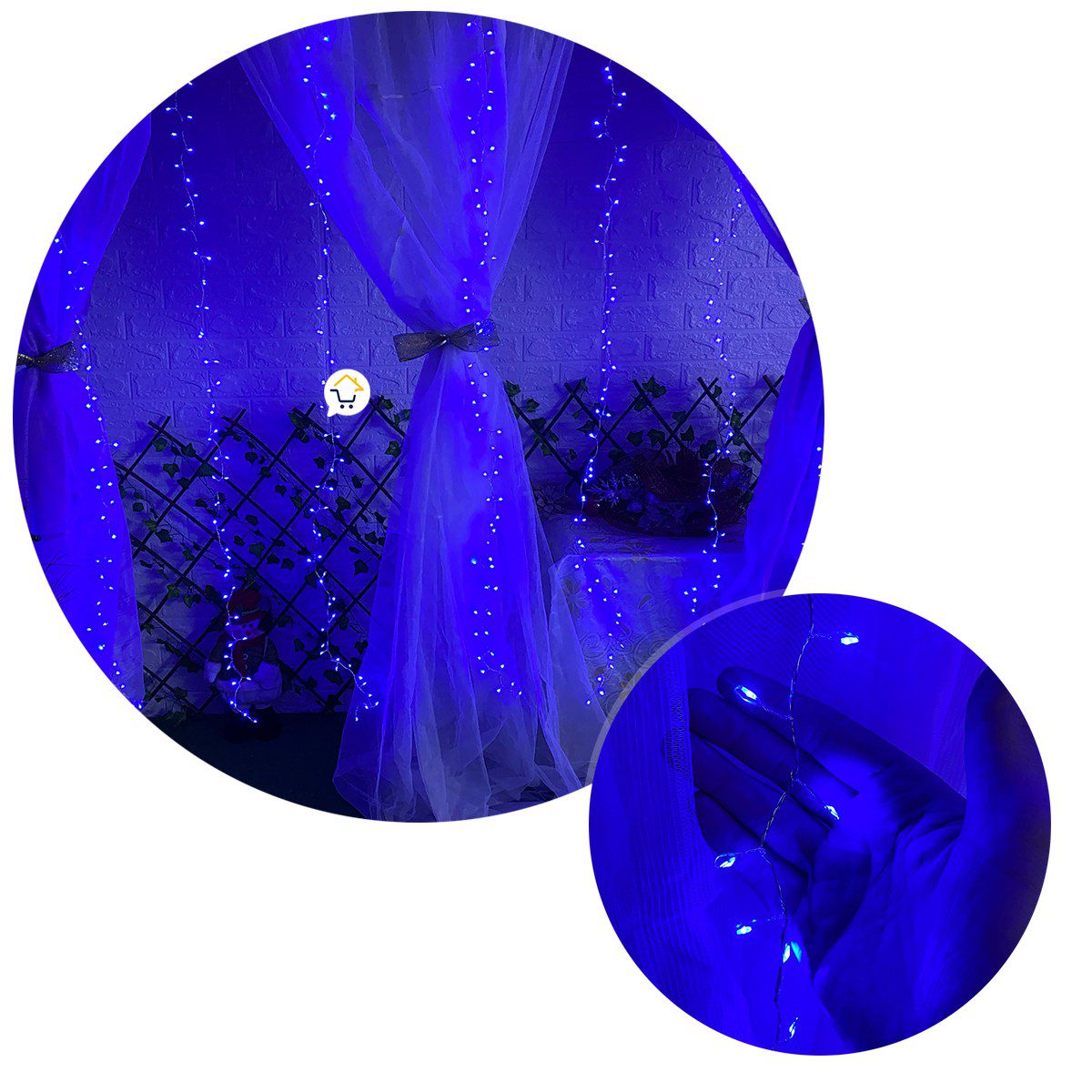 Cortina Micro Led Ramal 3x1,8 m 720 LED Decoración Navidad Azul 1587