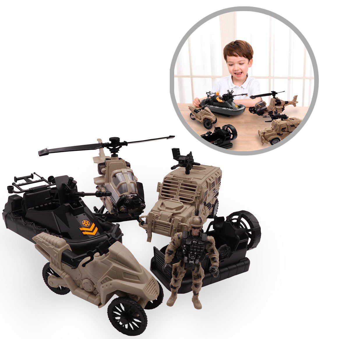 Set Vehículos Militares X5 Juguete Niños HW-M223-8