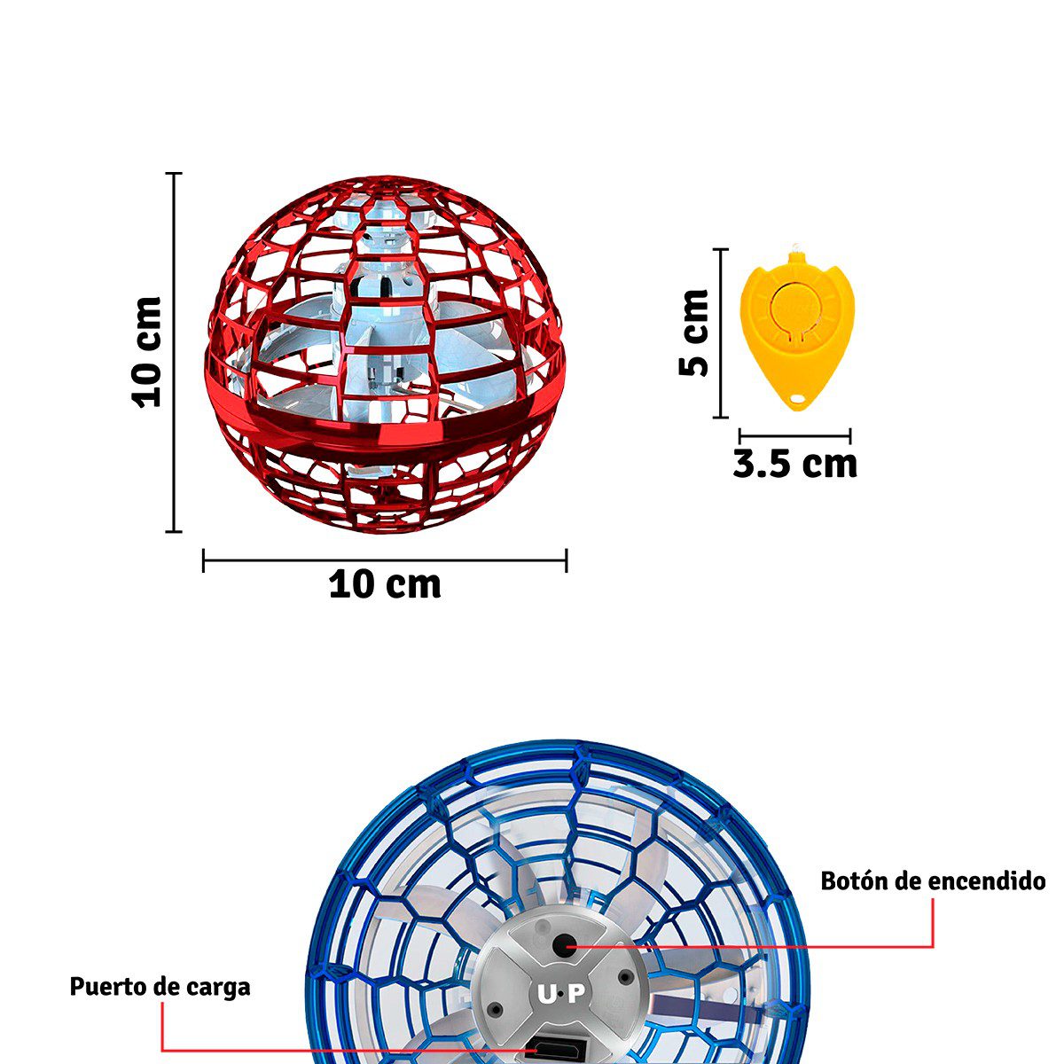 Dron Esfera Bumerang Led Recargable Juguete Infantil 988