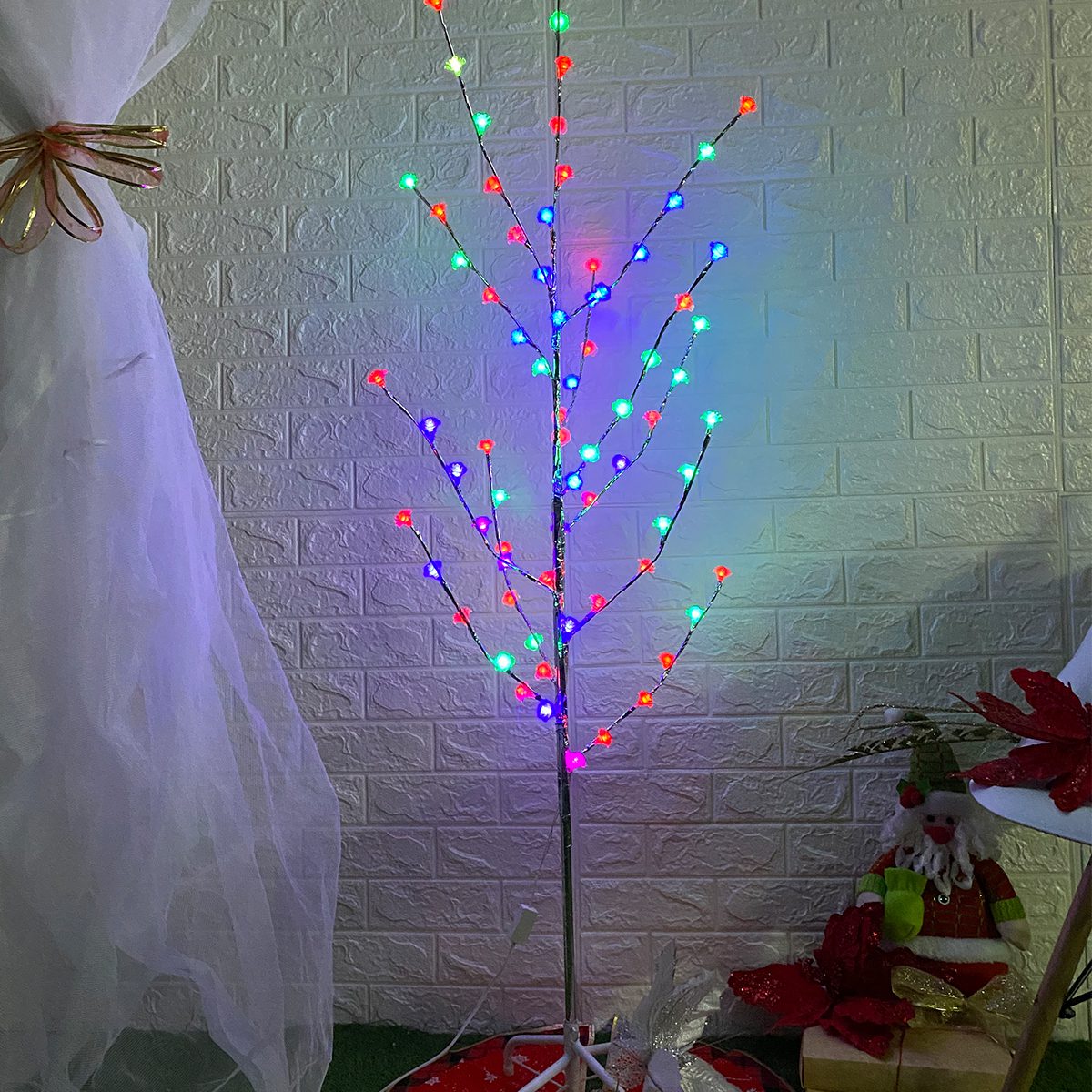 Árbol De Navidad Ramas LED Minimalista Chamizo Decoración Multicolor YG127M