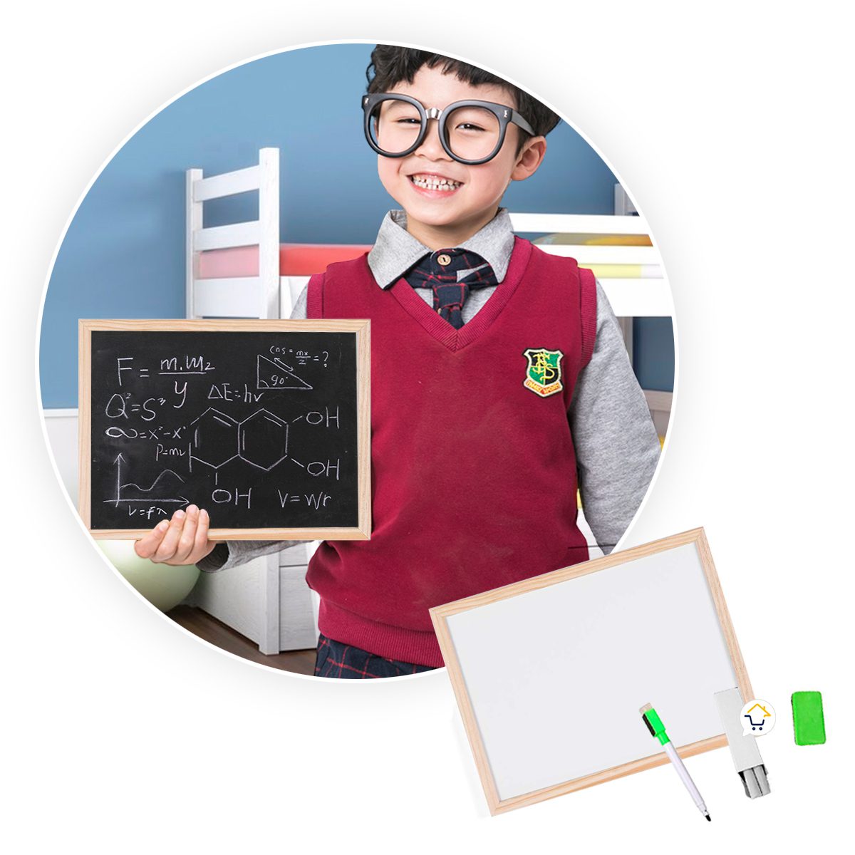 Tablero Doble Cara Didáctico Multiusos Pequeño Marcador Tiza GM1903