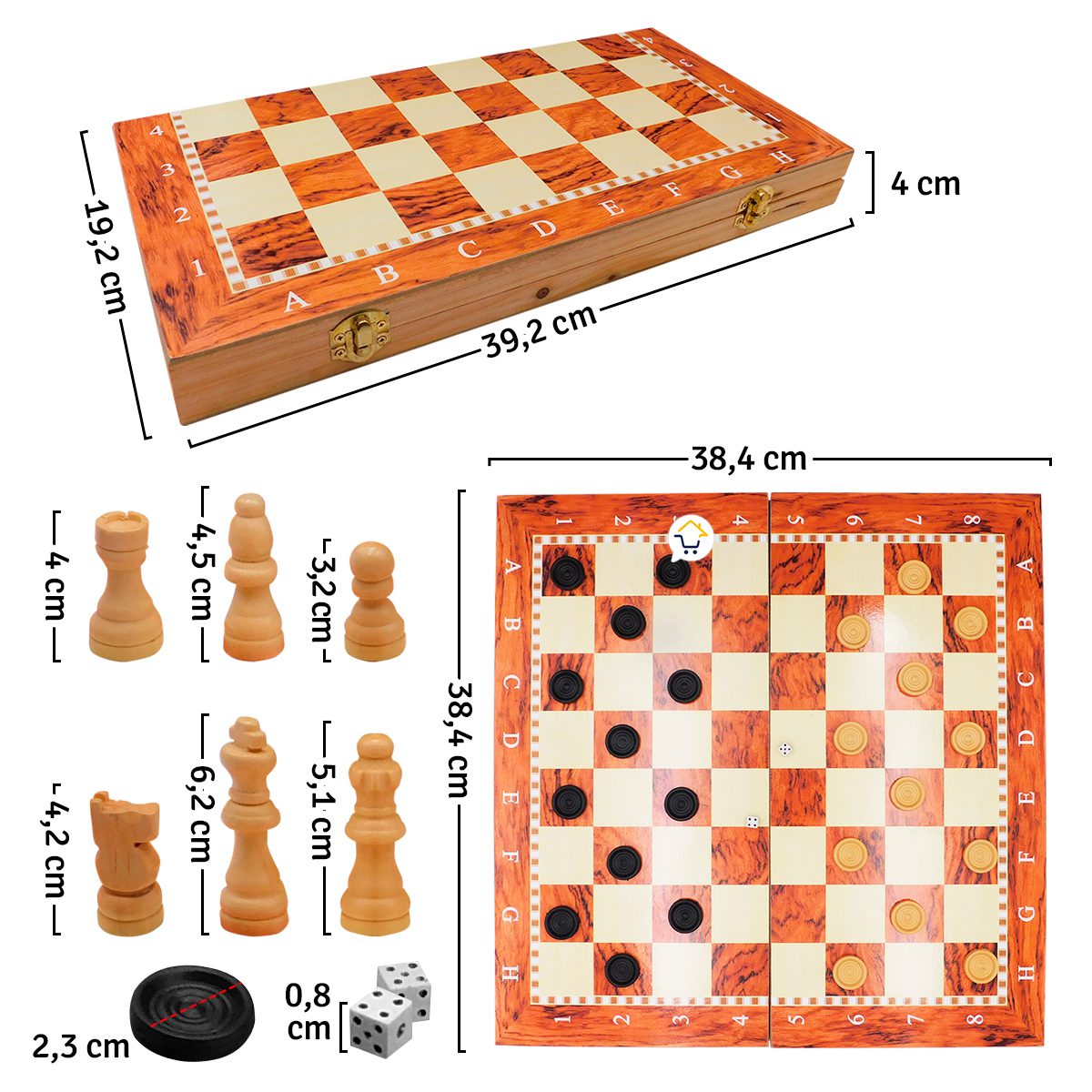 Ajedrez Juego De Mesa 3 en 1 Familiar Damas Backgammon J006