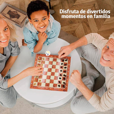 Ajedrez Juego De Mesa 3 en 1 Familiar Damas Backgammon J006