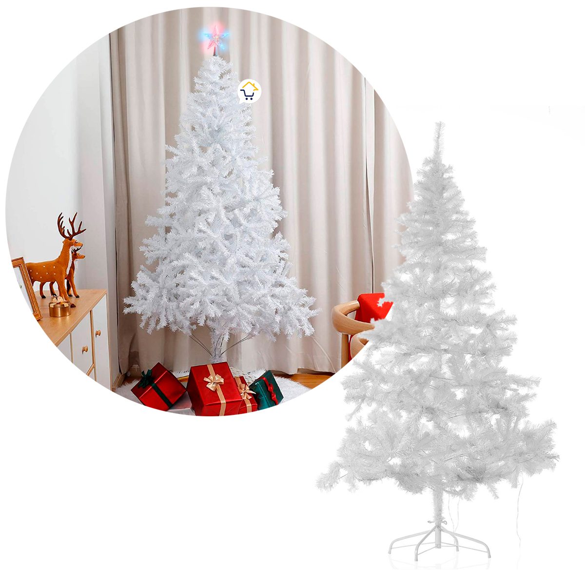 Árbol Navidad Blanco 1.50 m 450 Ramas + Estrella + Base 208