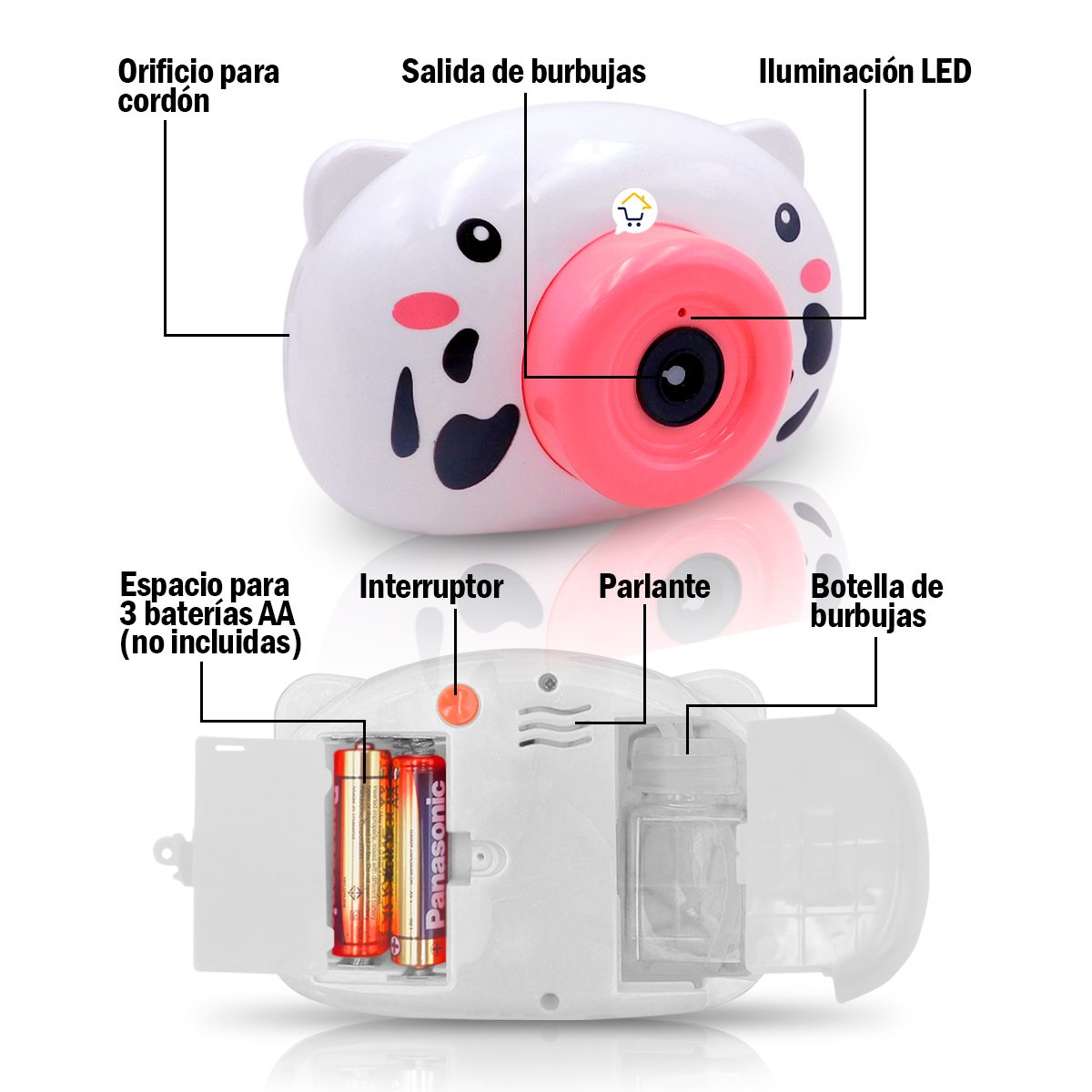 Cámara de Burbujas Juguete Burbujero Luces y Sonidos Niños 628