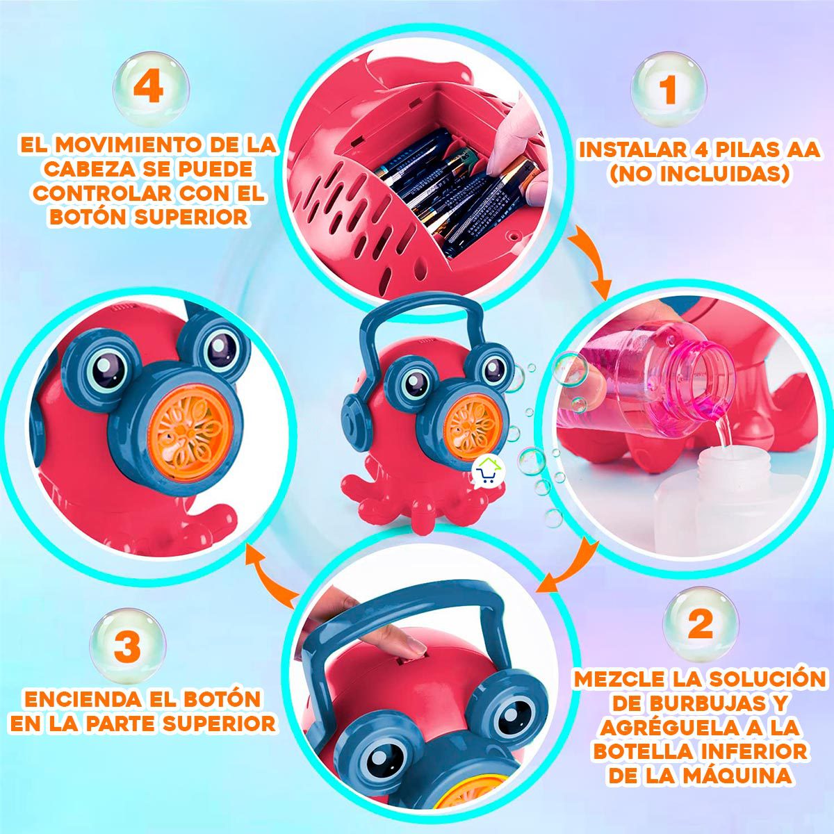 Máquina De Burbujas Pulpo Juguete Jabonera Infantil KM138835