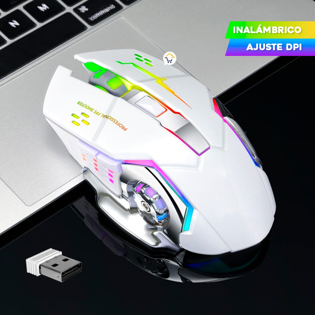 Mouse Inalámbrico LED Gamer Alta Velocidad Recargable Q13
