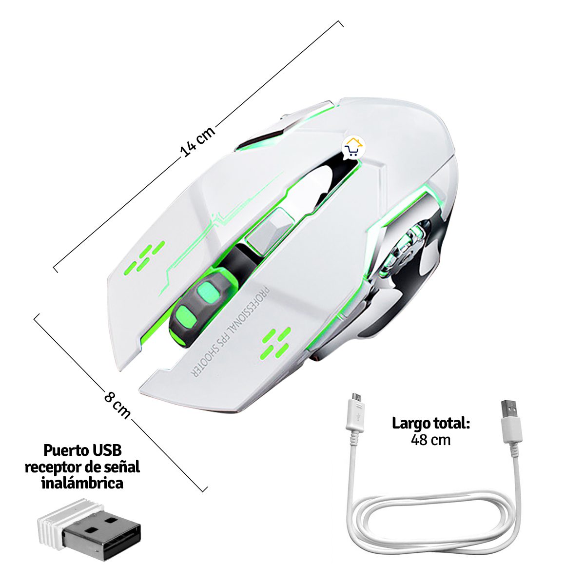Mouse Inalámbrico LED Gamer Alta Velocidad Recargable Q13