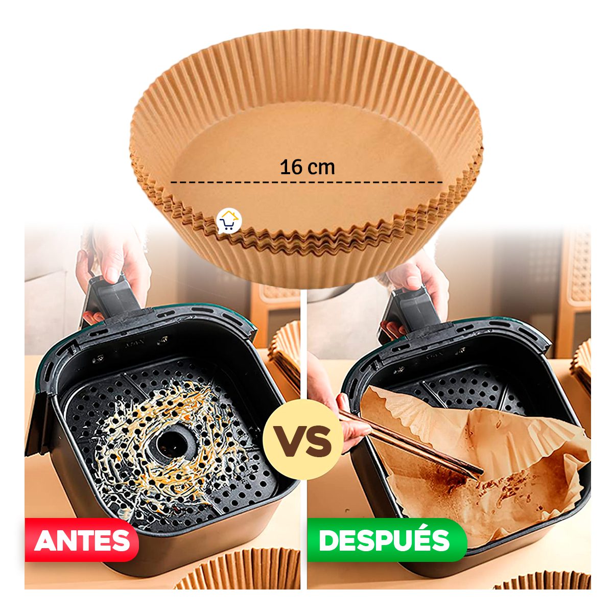 Papel Antiadherente x100 Para Freidora de Aire Air Fryer Pad Paper PAE03