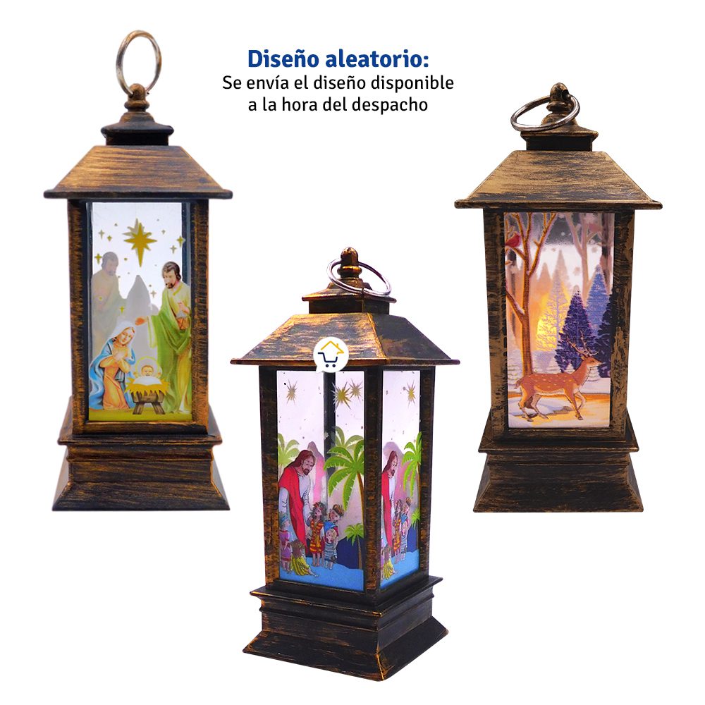 Pesebre Farol Vela Navideño Café Luz LED Navidad 0462VLC