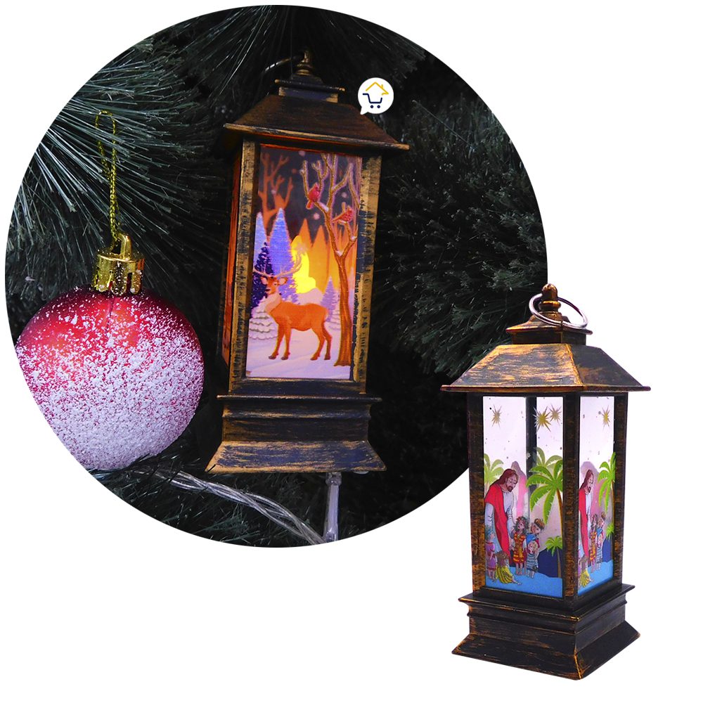 Pesebre Farol Vela Navideño Café Luz LED Navidad 0462VLC