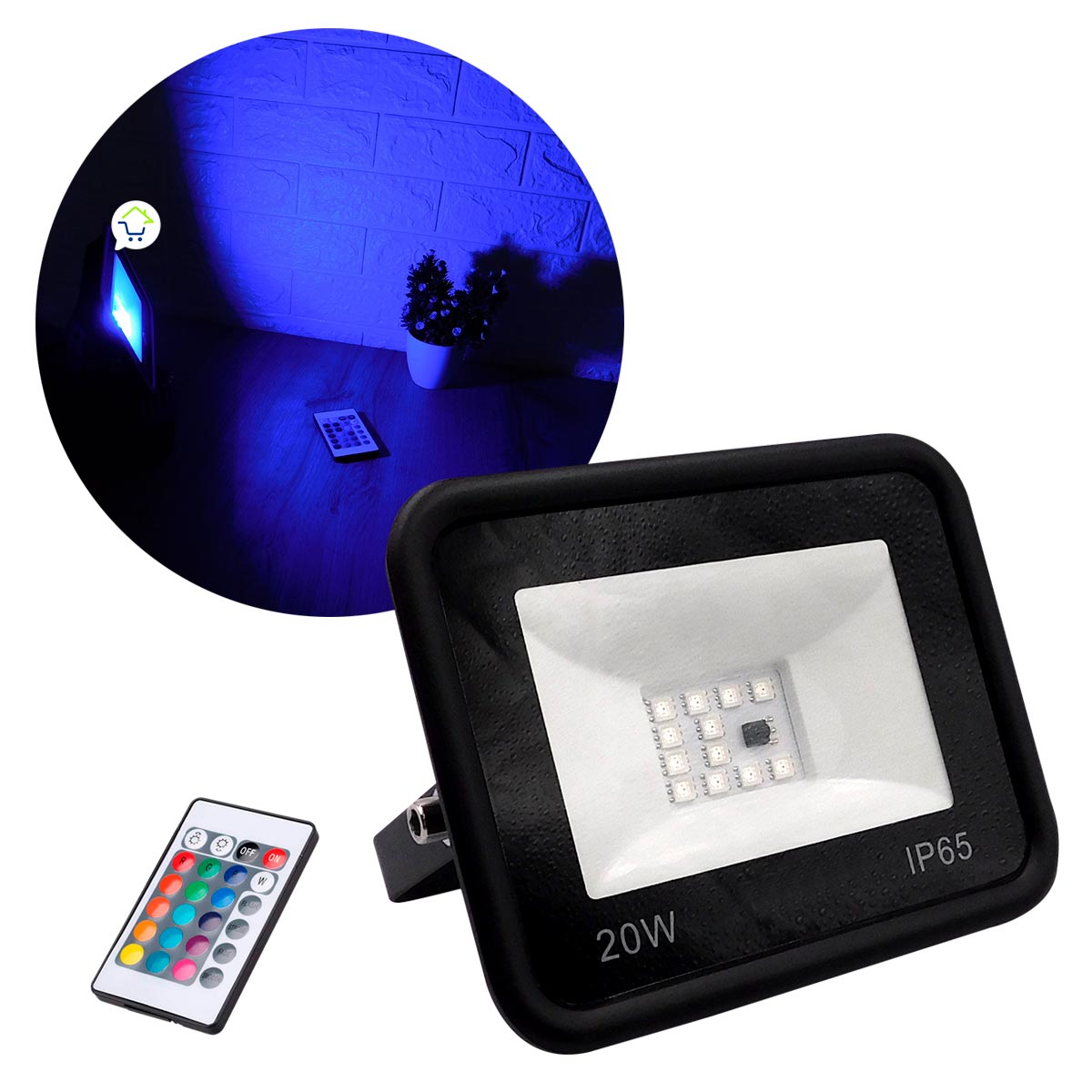 Reflector LED Multicolor RGB Impermeable Control Remoto WT60020
