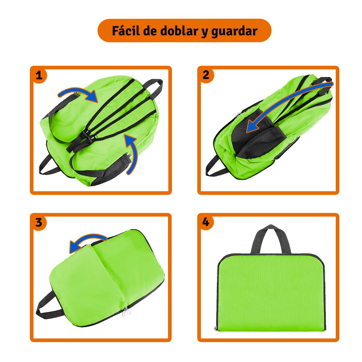 Morral Impermeable Plegable Mochila Viaje 2 Bolsillos BPLEG01