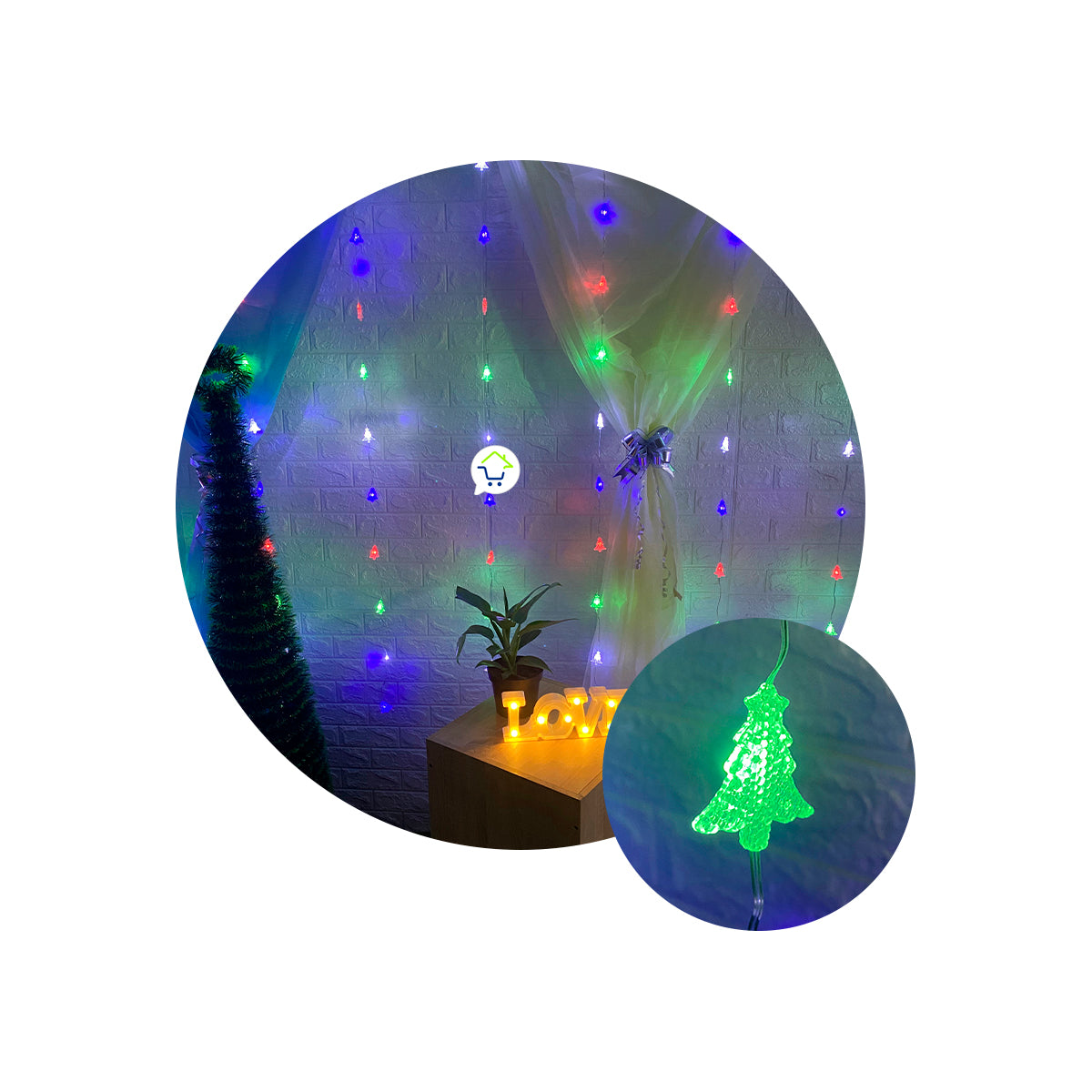 Cortina De Arboles Navideños 2.8 M 120 LEDS Navidad Multicolor 1817