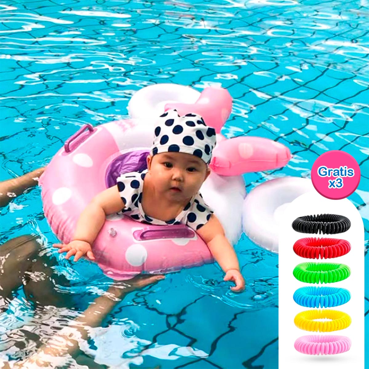 Flotador Inflable Mickye Mouse Piscina Pool + Gratis Pulseras Repelente x3 Anti Insectos 816TV17