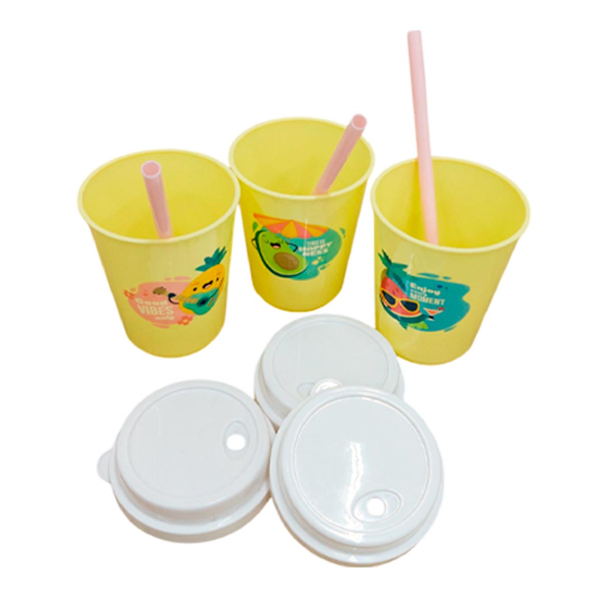 Vasos X3 Infantil Portátil Pitillo Tapa Tipo Café 978-802C-5E