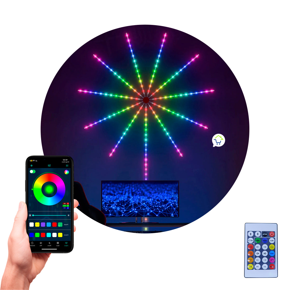 Cinta LED Fuegos Artificiales  App Bluetooth 180 LED RGB ECC180RGB