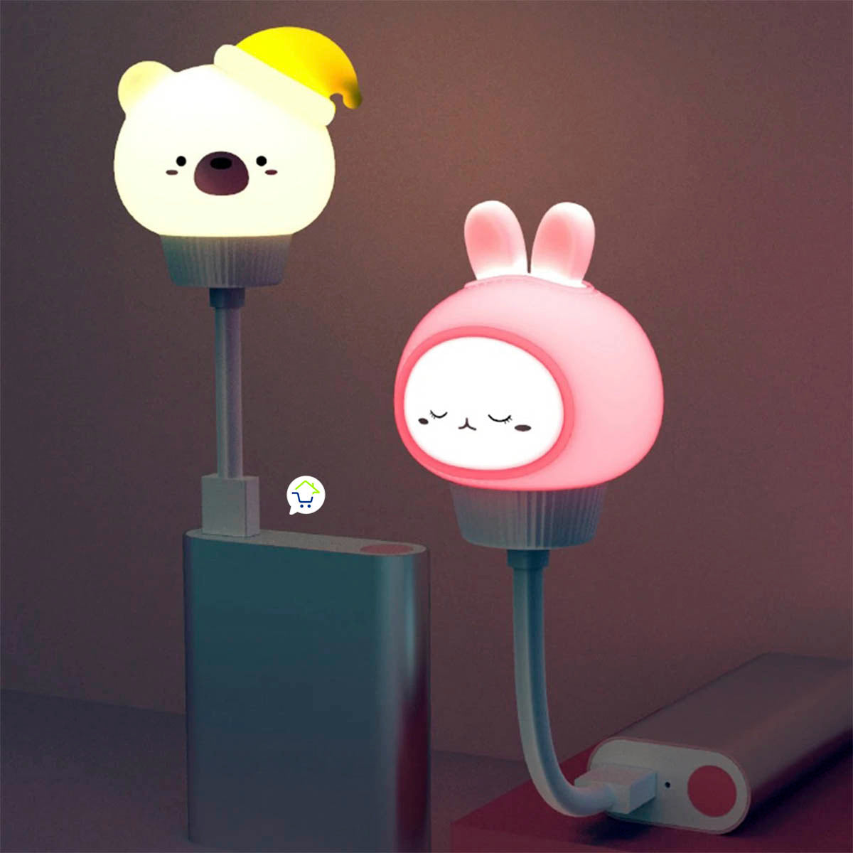 Luz De Noche LED USB Kawaii Lámpara Dormir Infantil Dibujos Animados 7LAM