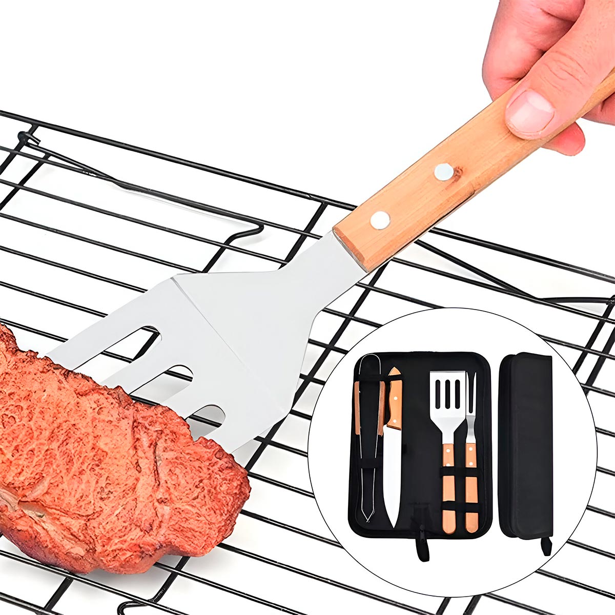 Kit Asado Bbq 4 Piezas Utensilios Cocina MY-XQD001