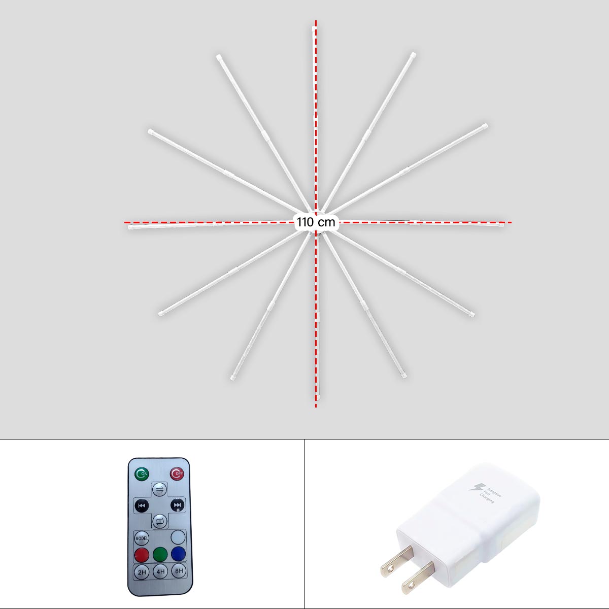 Luz LED Efecto Tornado Grande 110cm Control Remoto Múltiples Modos 1617