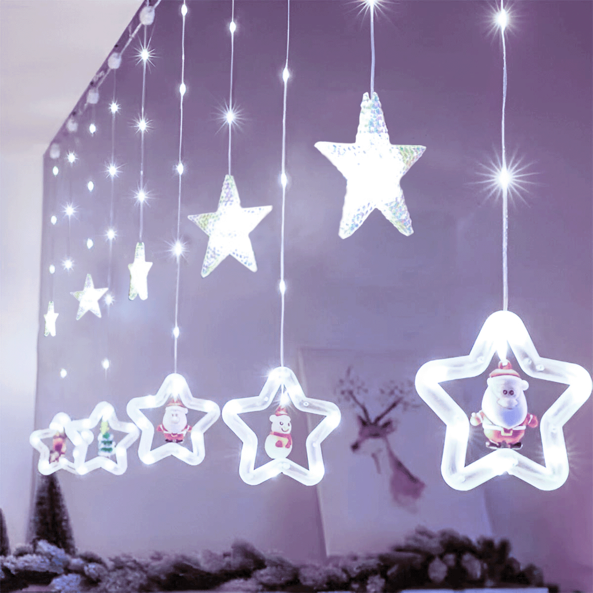 Cortina Intercalada Estrellas 3M Luces Led Navidad 1640A