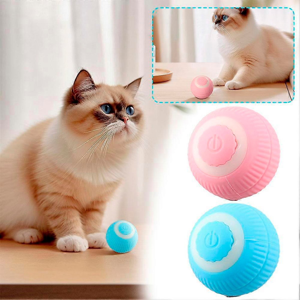 Mini Pelota Interactiva Juguete Para Gatos Recargable Automática SANJ488