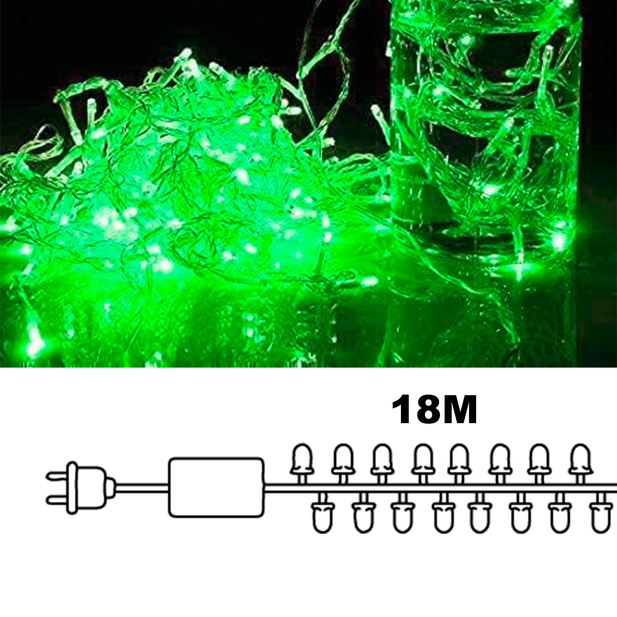 Luz LED Lineal 18 Metros 288 LED Extensión Navideña Cable Transparente 1470