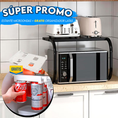 Estante Organizador Para Horno Microondas + GRATIS Organizador Dispensador De Latas CFAT03