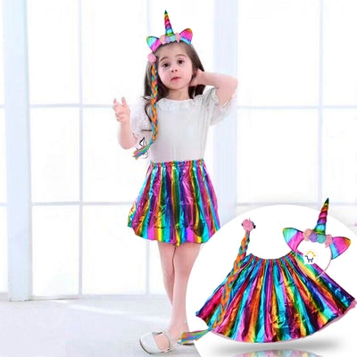 Set Disfraz Unicornio Accesorios Diadema Halloween Niñas Fiesta OF483